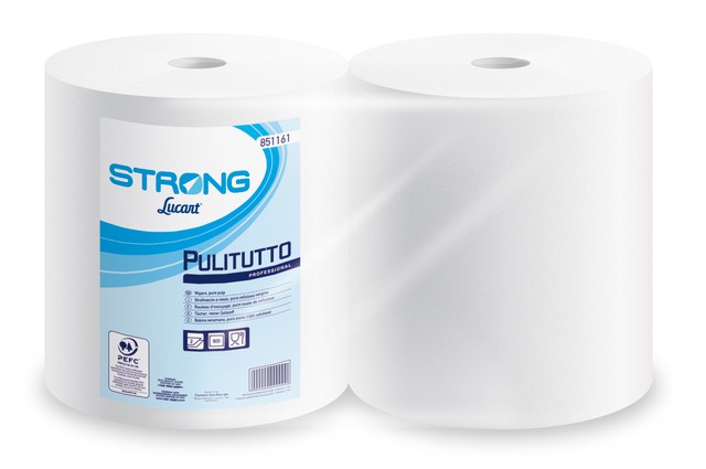 2 Bobines D'essuyage Blanches Eco Lucart, 1500 Formats - Bobine