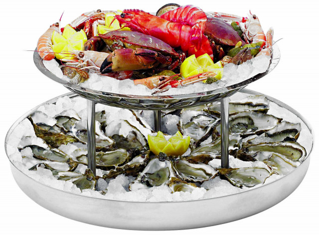 2 Piatti Per Ostriche In Acciaio Inox - Con Pozzetto Per Salsa, 23x23cm - Foto 5