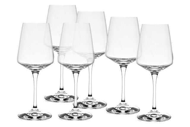 Set 6 Calici Da Vino In Vetro Nero - Collezione Noble - 280 Ml, 13,5 Cm - Lavabili In Lavastoviglie